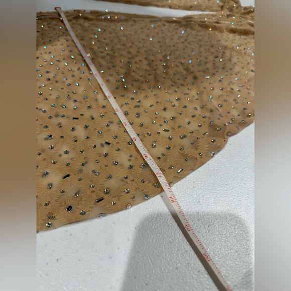 Elegant clear gem studded Long Sleeve shear Dress asymmetrical stylish zipper - Picture 13 of 13